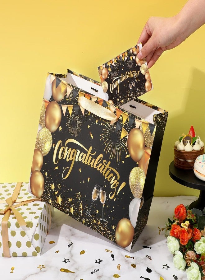 Yoirrat Black Gold Congratulations Gift Bag with Greeting Card, Tissue Papers, Appreciation Party Paper Bag for Anniversary, Birthday, Weddings, Retirements, Housewarming, Graduation Party - Image 3